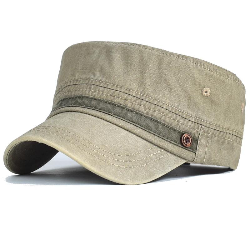 Gorra militar de algodón lavado vintage, ajustable, hombre