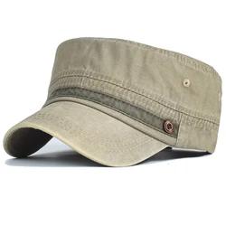 Gorra militar de algodón lavado vintage, ajustable, hombre