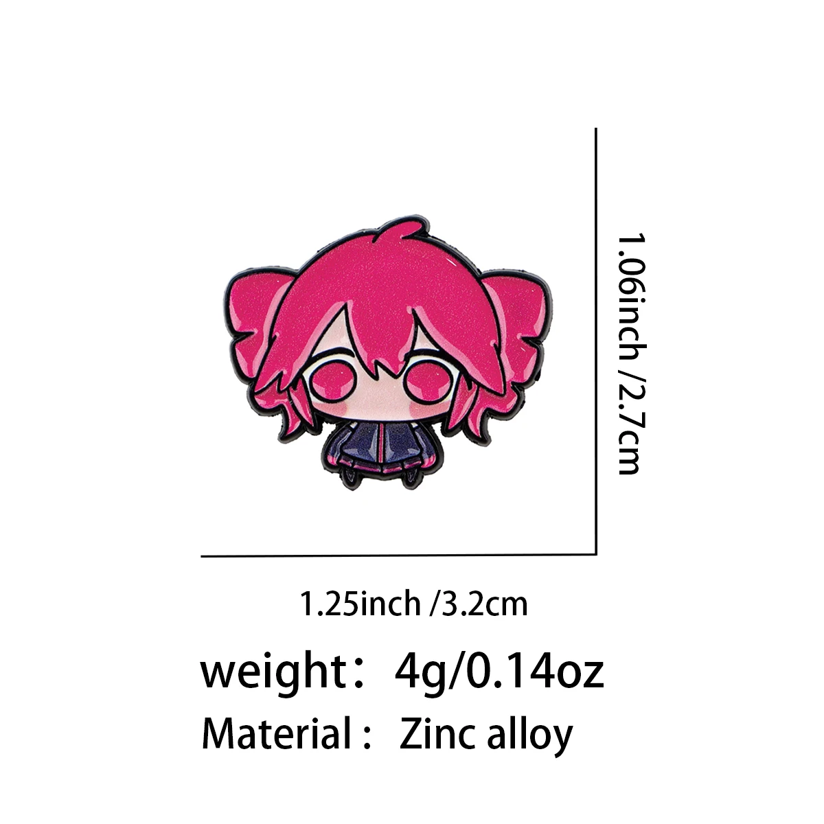 Broches kawaii de anime con chica de pelo rosa
