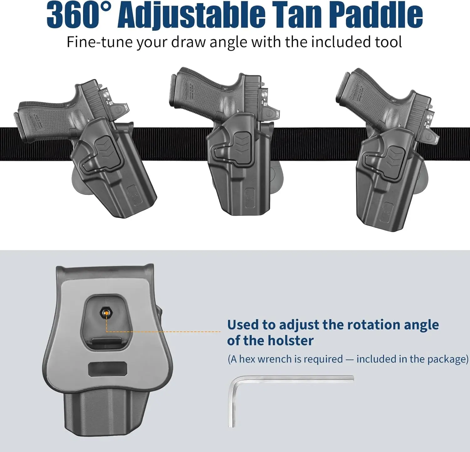 Funda OWB Glock Level II con retención ajustable por índice, diestro - imagen 5