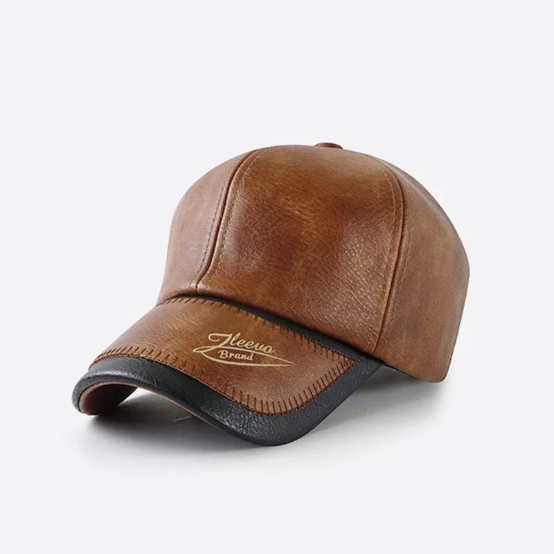 Gorra snapback retro piel sintética negra ajustable con costuras - imagen 4