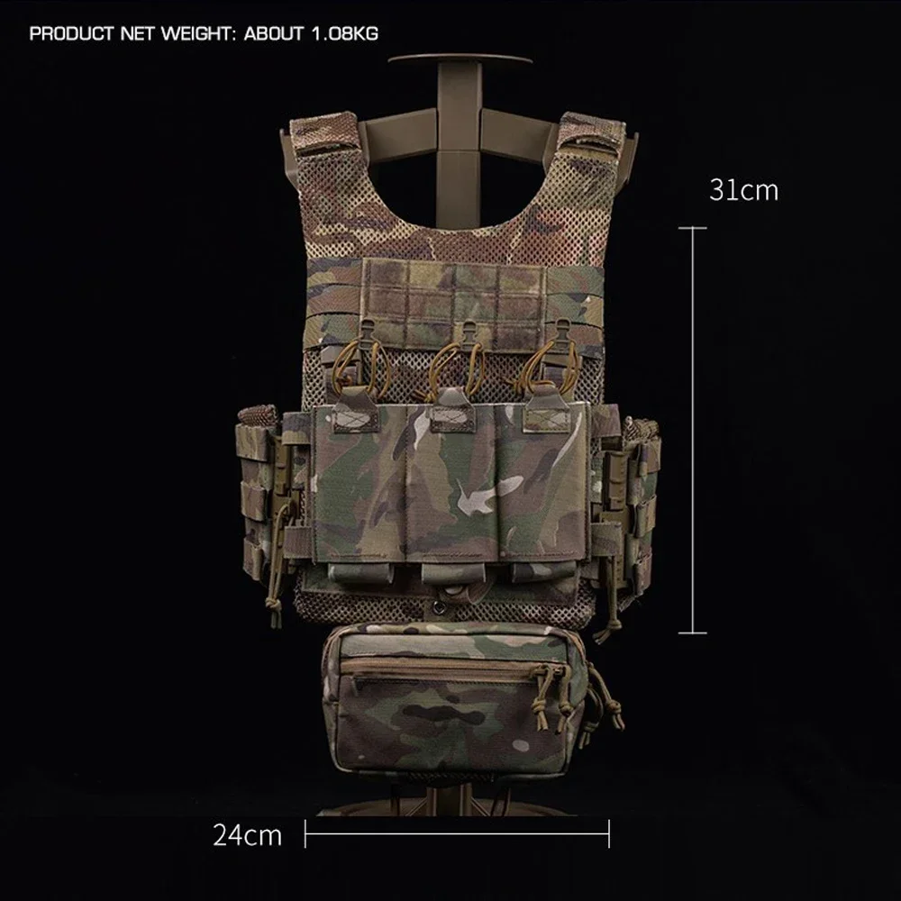 Chaleco táctico LV119 portaplacas OTB Airsoft con bolsa Triple Mag