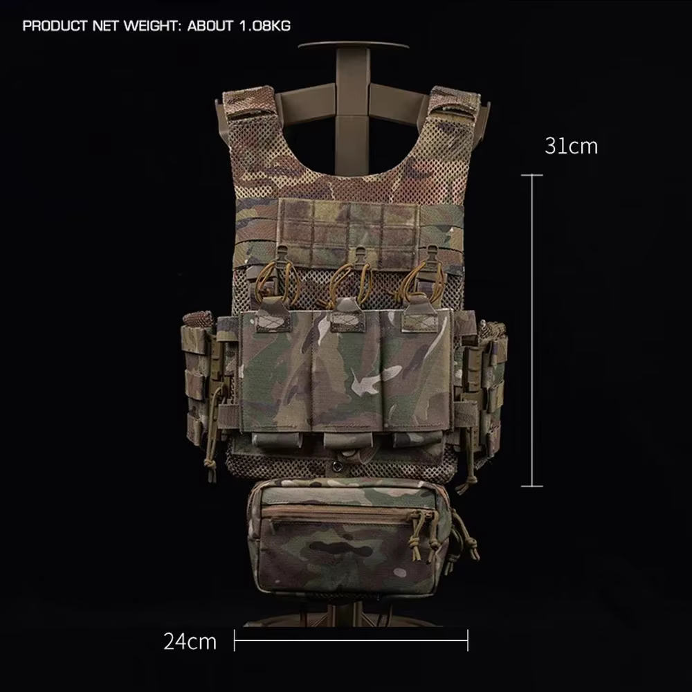 Chaleco táctico LV119 portaplacas OTB Airsoft con bolsa Triple Mag