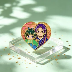 Pin de esmalte corazón anime en metal, para mochilas y gorras