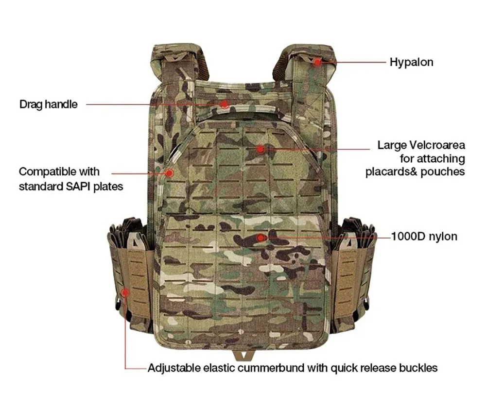Chaleco táctico YAKEDA portaplacas ajustable MOLLE para airsoft - imagen 3