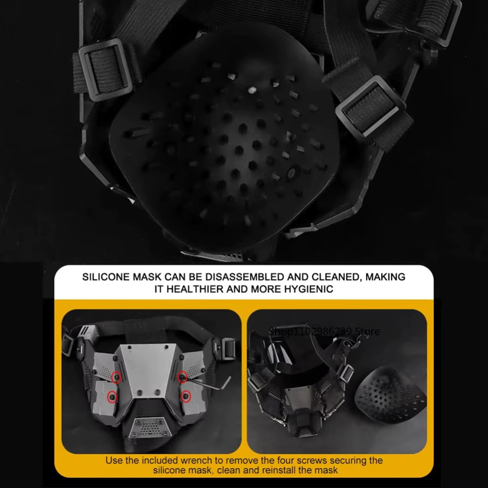 Máscara cyberpunk Airsoft: media cara desmontable antiniebla - imagen 5