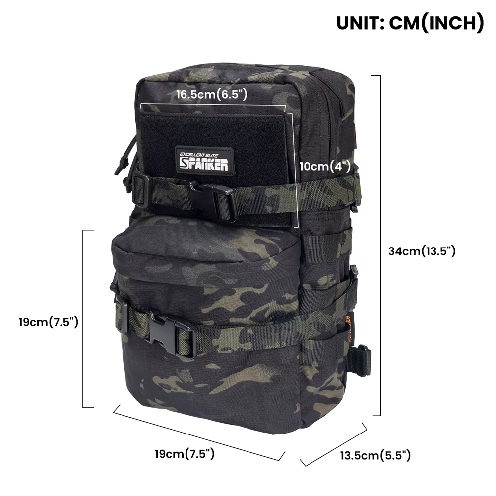 Bolsa de hidratación táctica Molle vista frontal