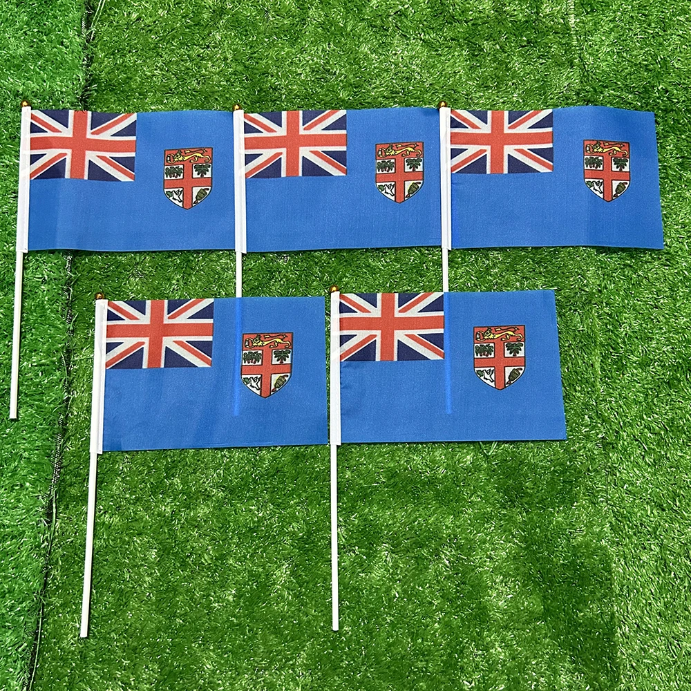 Bandera de Fiyi para agitar a mano con asta de plástico