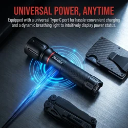Alonefire linterna táctica LED Zoom recargable USB para camping