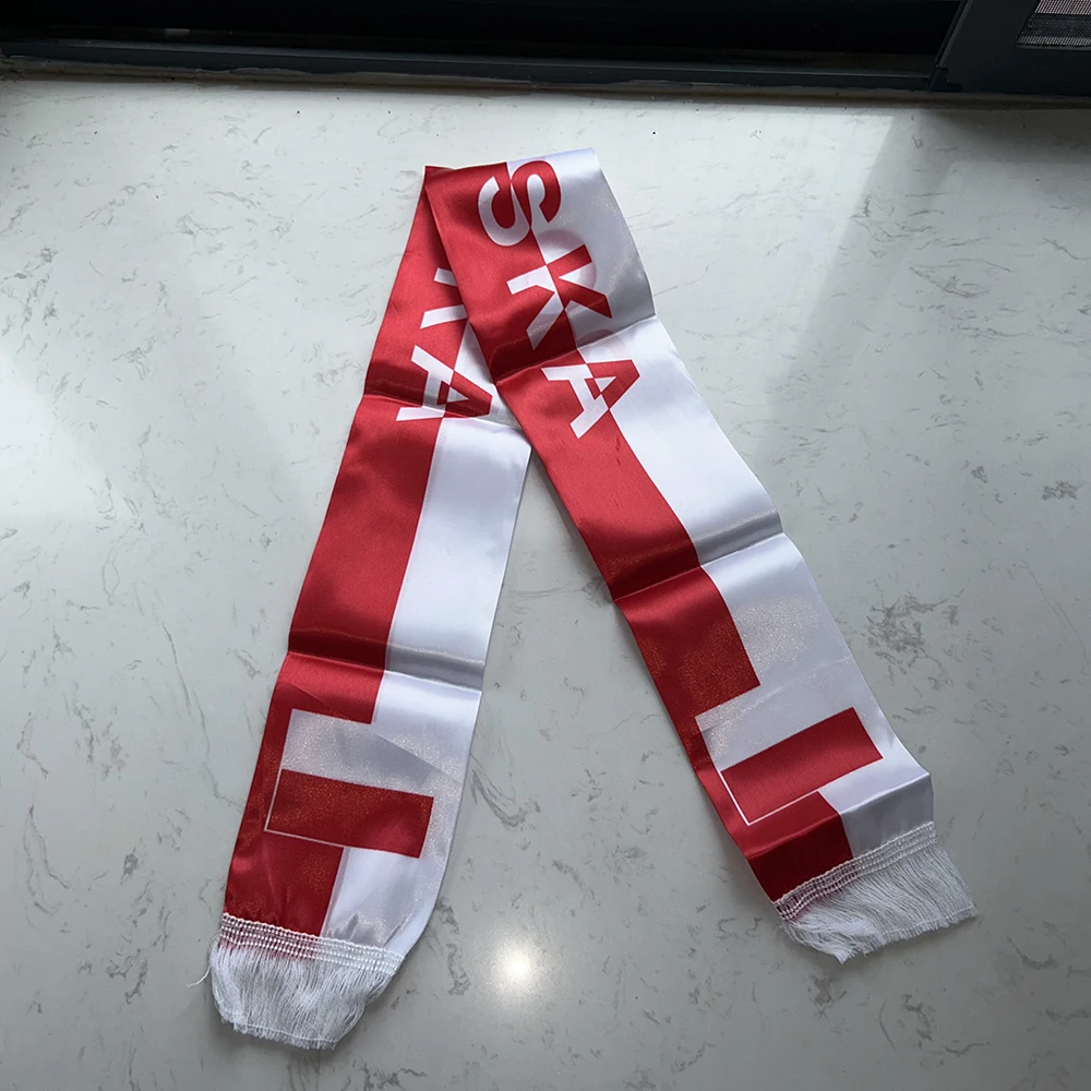 Bufanda de fútbol Polonia satén estampada doble cara con borlas - imagen 2