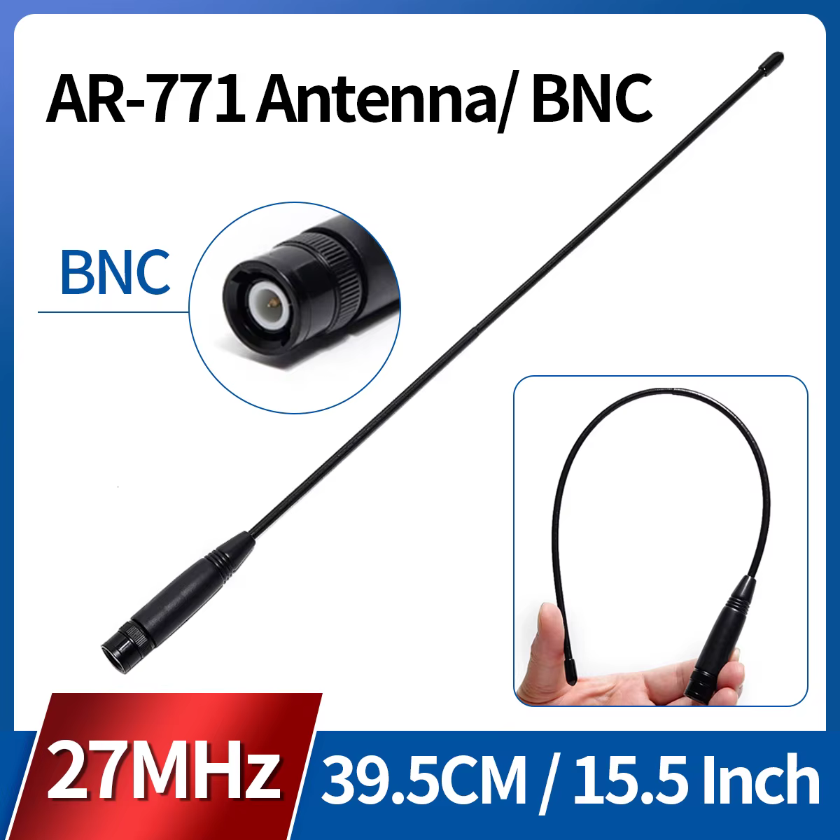 ABBREE AR-771 27 MHz antena látigo para radio CB portátil de mano - imagen 3
