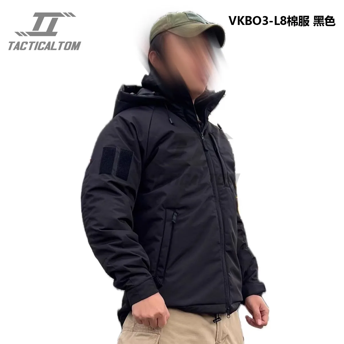 Chaqueta táctica Tom algodón negra, abrigo invierno antifrío grueso - imagen 2
