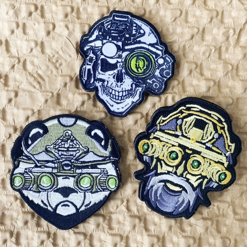 Parche táctico moral con velcro calavera fantasma bordado nocturno - imagen 4