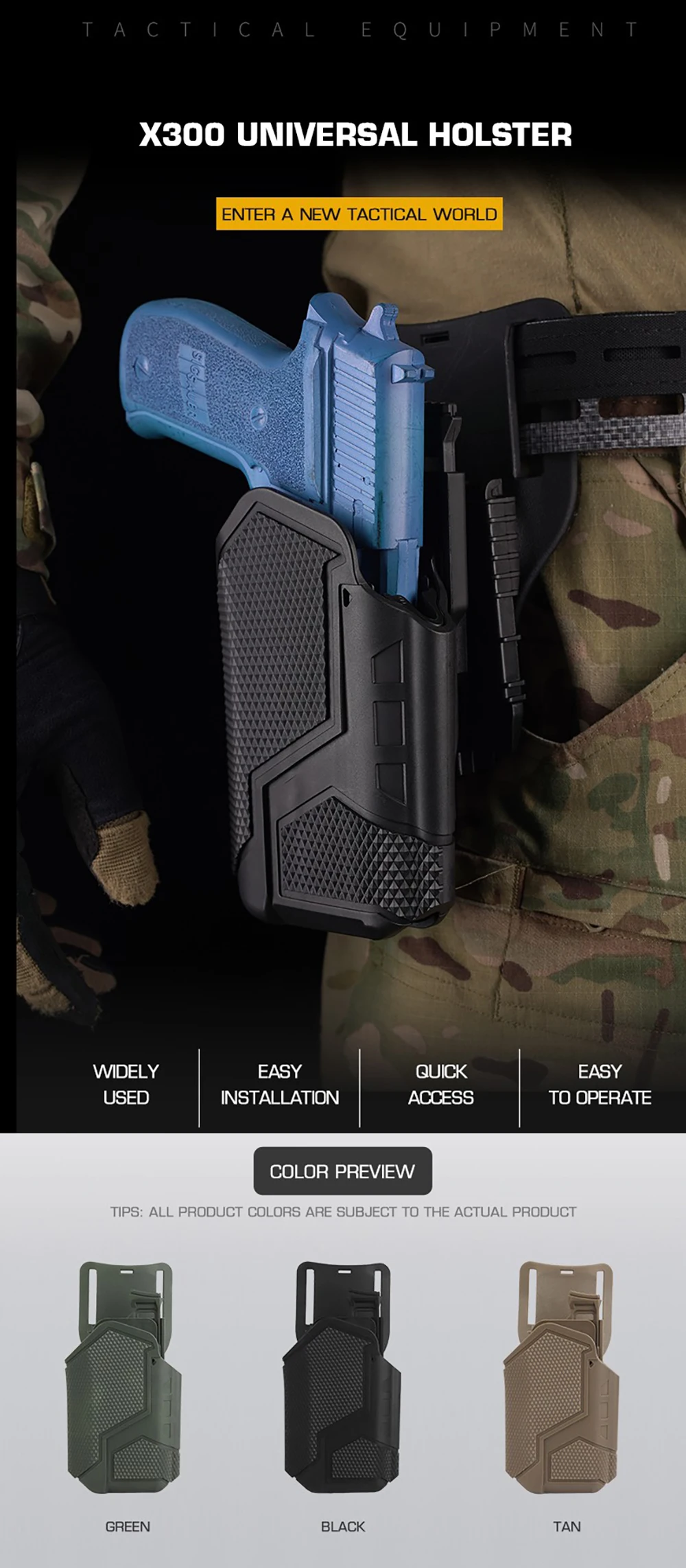 Funda táctica instalada en arma