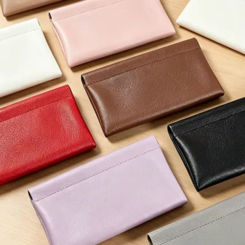 Cartera de cuero grande con diseño lichi portátil para efectivo - imagen 4