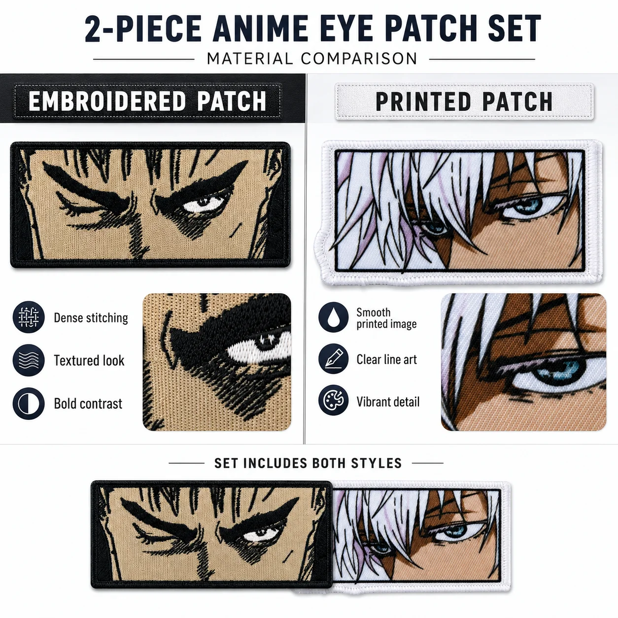 Parche táctico de ojo anime bordado con cierre de gancho y bucle - imagen 4