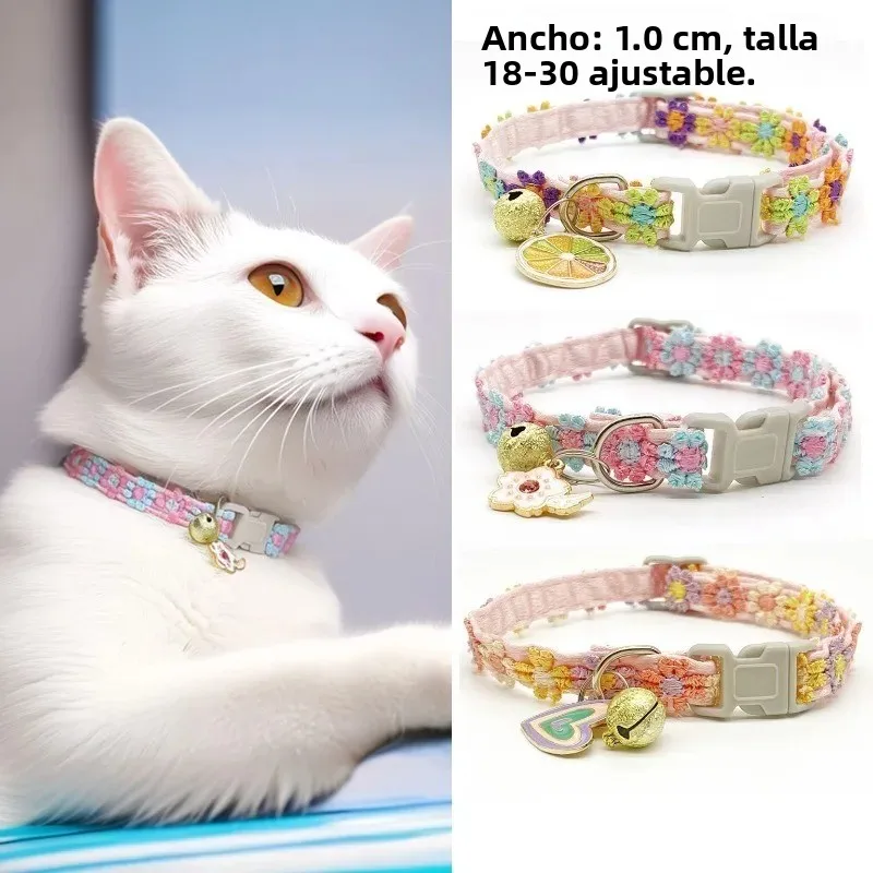 Collar gatos encaje floral con campana para cuello ajustable - imagen 4