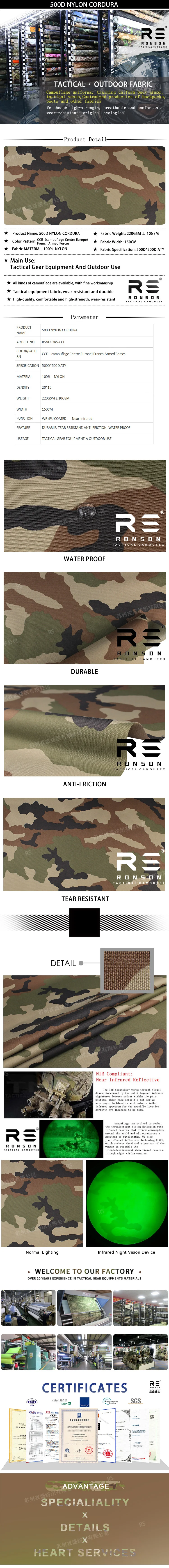 Bolsa táctica en camuflaje bosque francés con tejido 500D