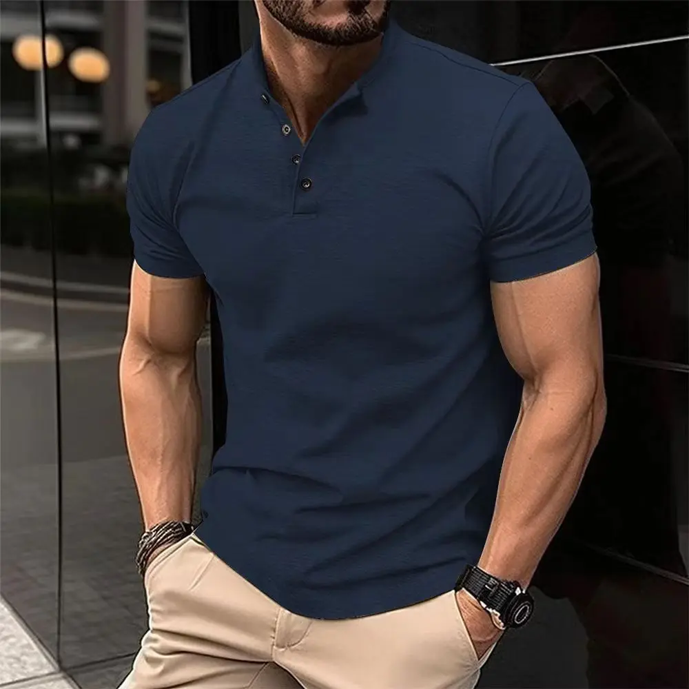 Polo transpirable verano cuello Henry absorbe humedad manga corta - imagen 2