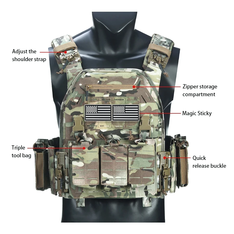 Detalle del sistema de correas MOLLE para accesorios
