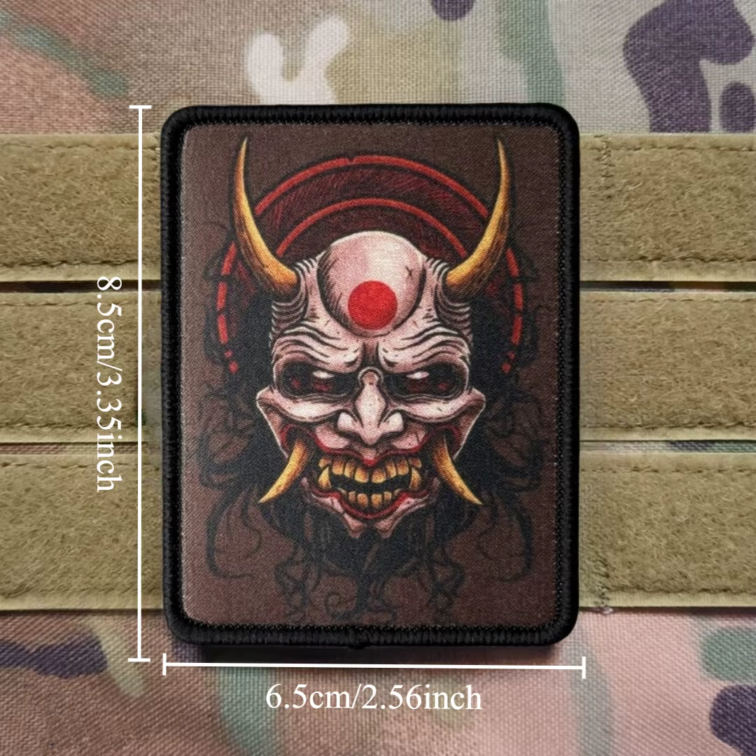 Parche táctico velcro Máscara Hannya – Diseño samurái japonés para equipamiento