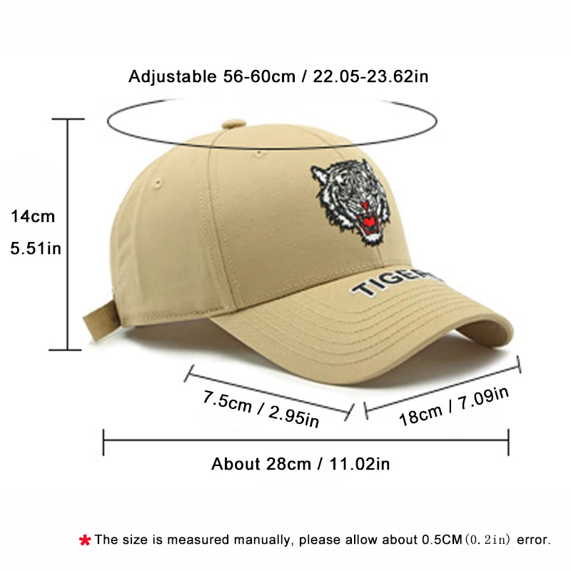 Gorra de camionero con bordado de cabeza de tigre
