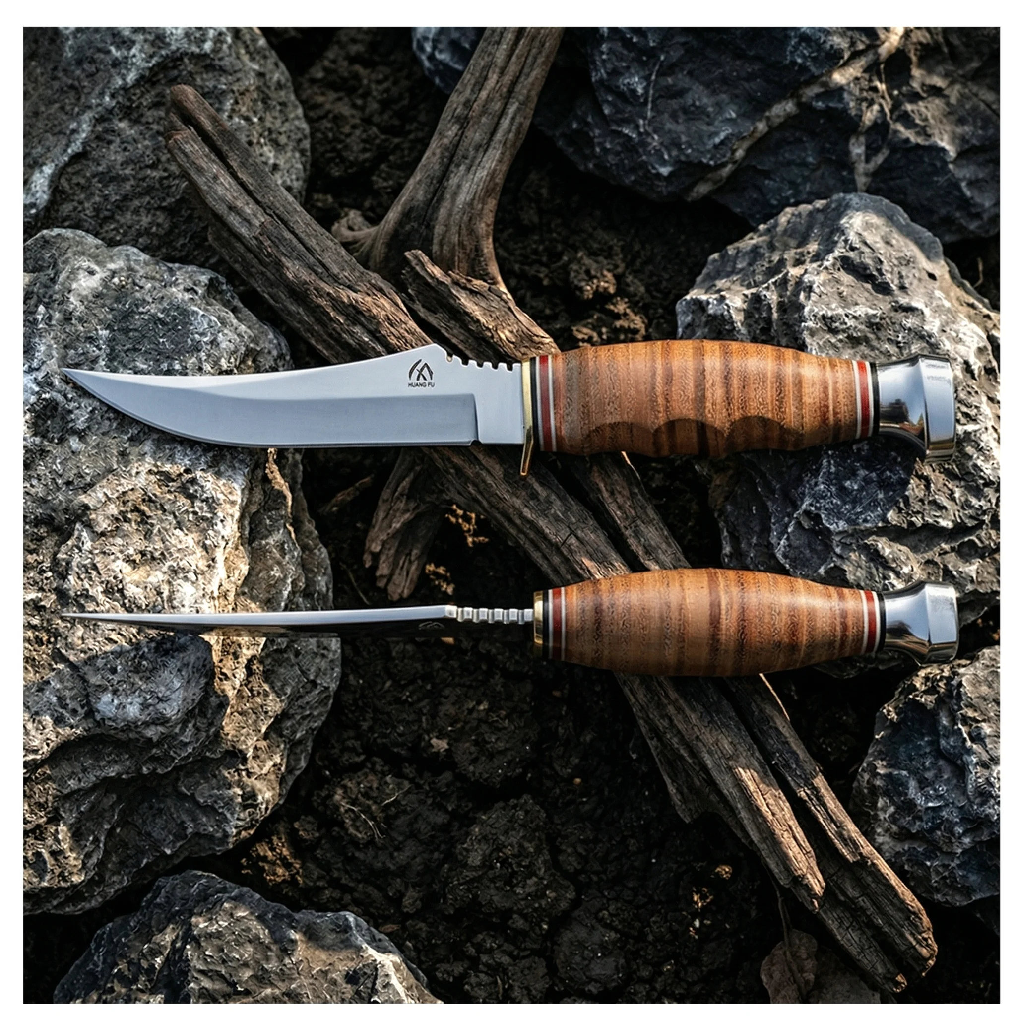 Cuchillo fijo táctico con funda de cuero para exteriores - imagen 4