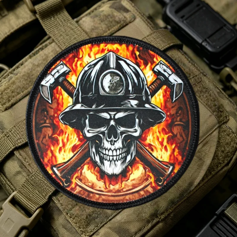 Parche táctico calavera bombero – Gancho y bucle para mochila y ropa - imagen 4