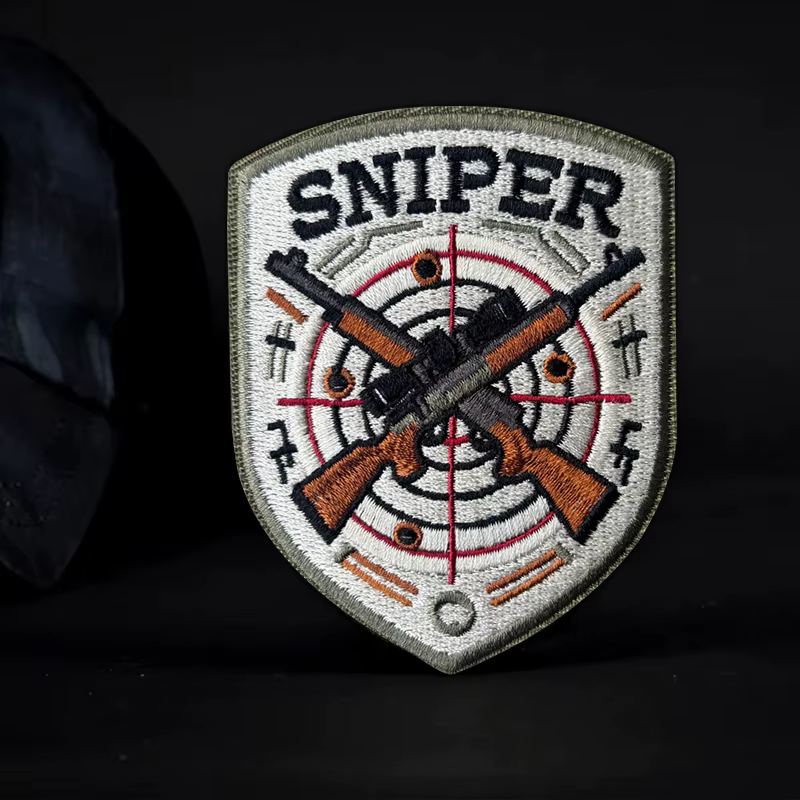 Parche táctico bordado SNIPER escudo militar rifles cruzados, velcro - imagen 2