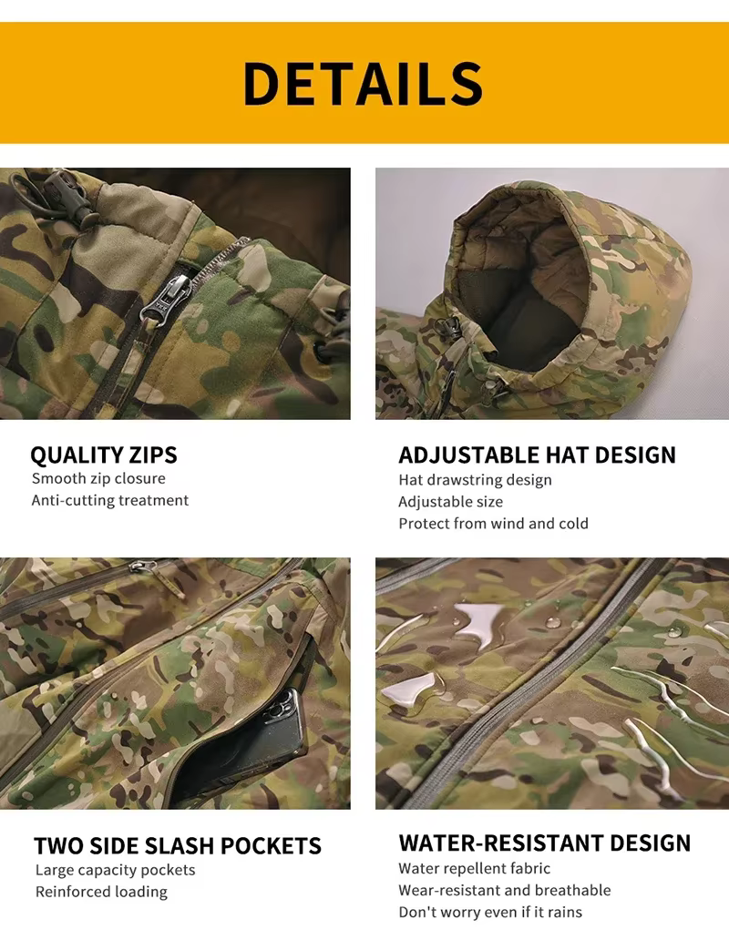 HAN WILD Chaqueta táctica de algodón para hombre - camuflaje cálido - imagen 5