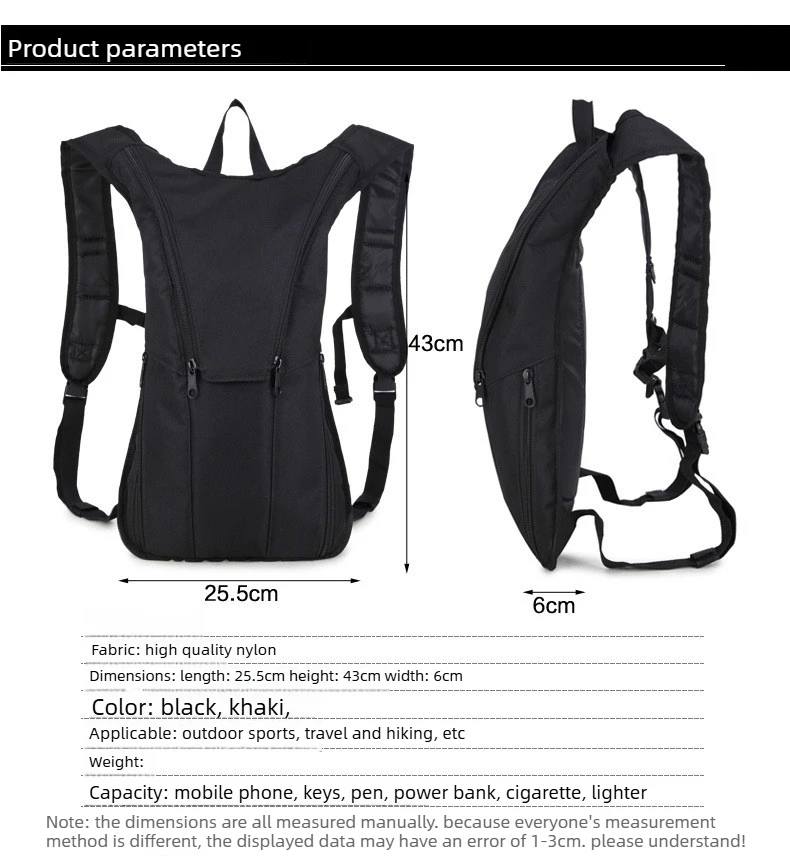 Mochila táctica de hidratación con tubo para beber