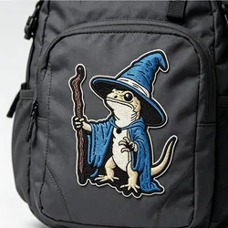 Lizard Wizard Parche de velcro esmaltado azul con motivo animal