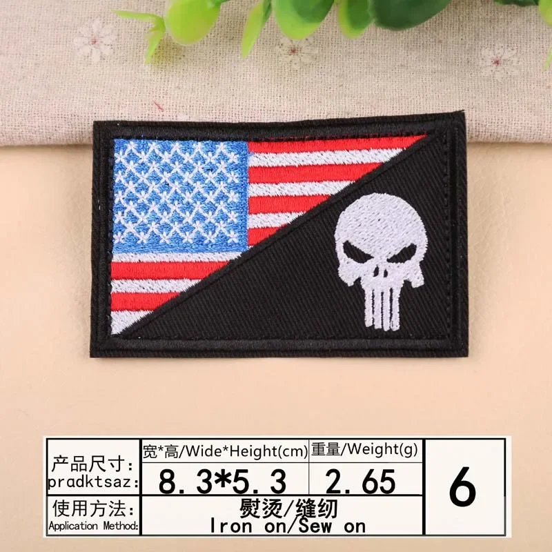 Parche táctico calavera bandera EE. UU. para planchar