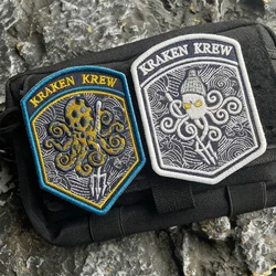 Parche táctico bordado kraken tridente y pulpo – luminoso para ropa