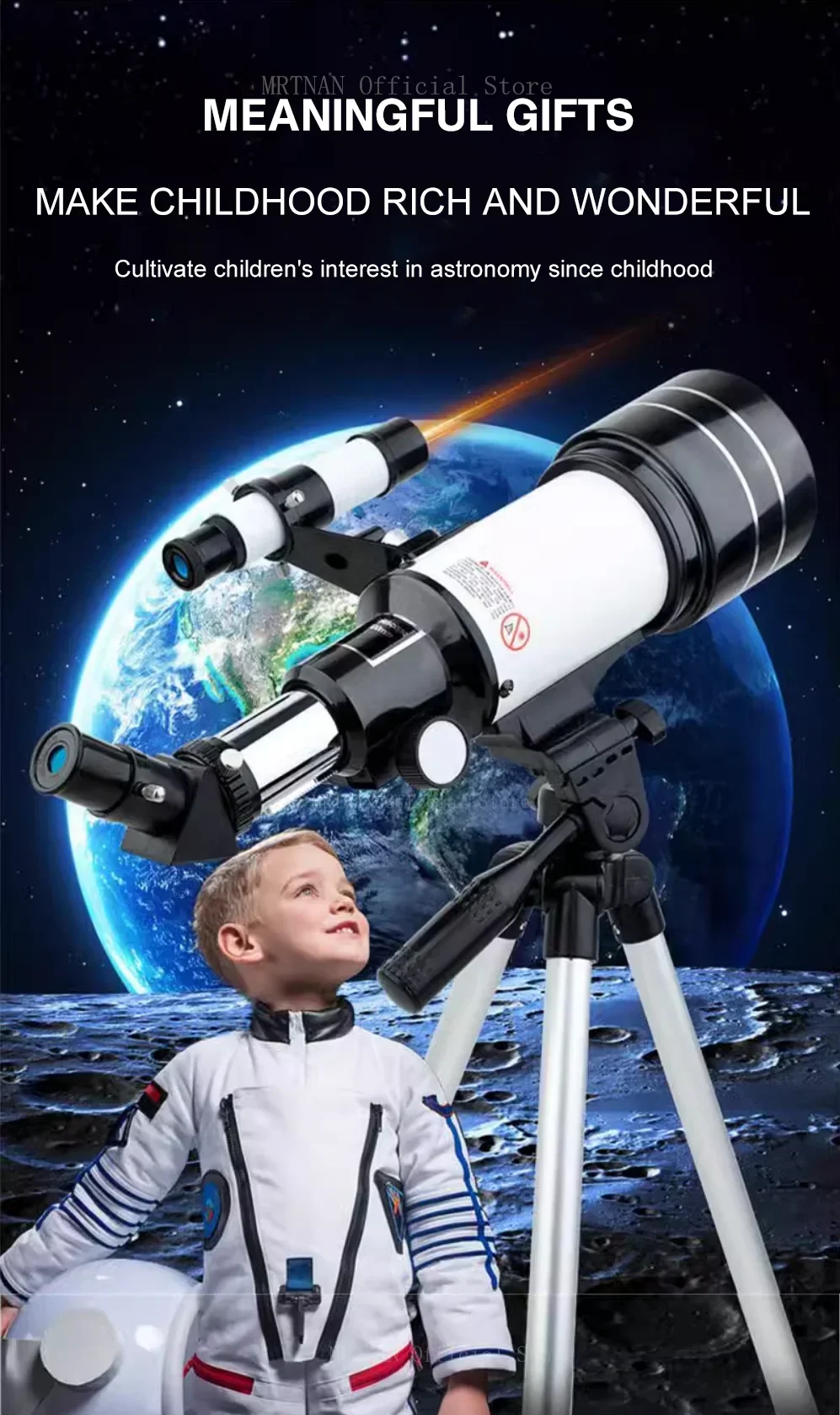 Telescopio F30070 sobre trípode en entorno exterior