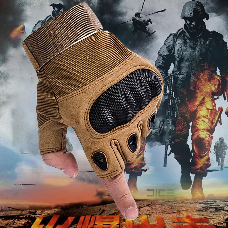 Guantes tácticos medio dedo para exteriores: tiro caza y moto - imagen 4