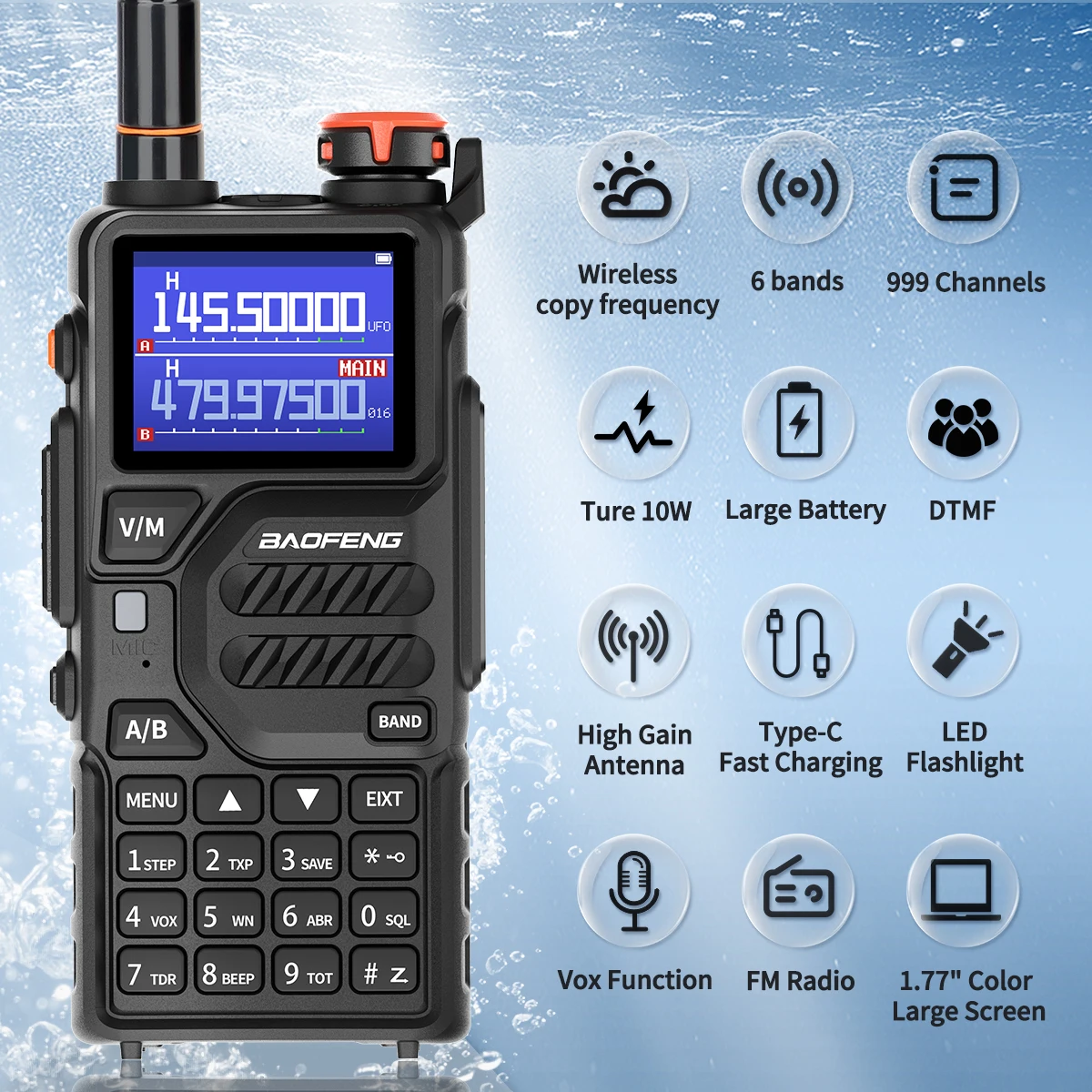 Baofeng UV-5R walkie talkie táctico banda aérea AM/FM Type-C - imagen 5