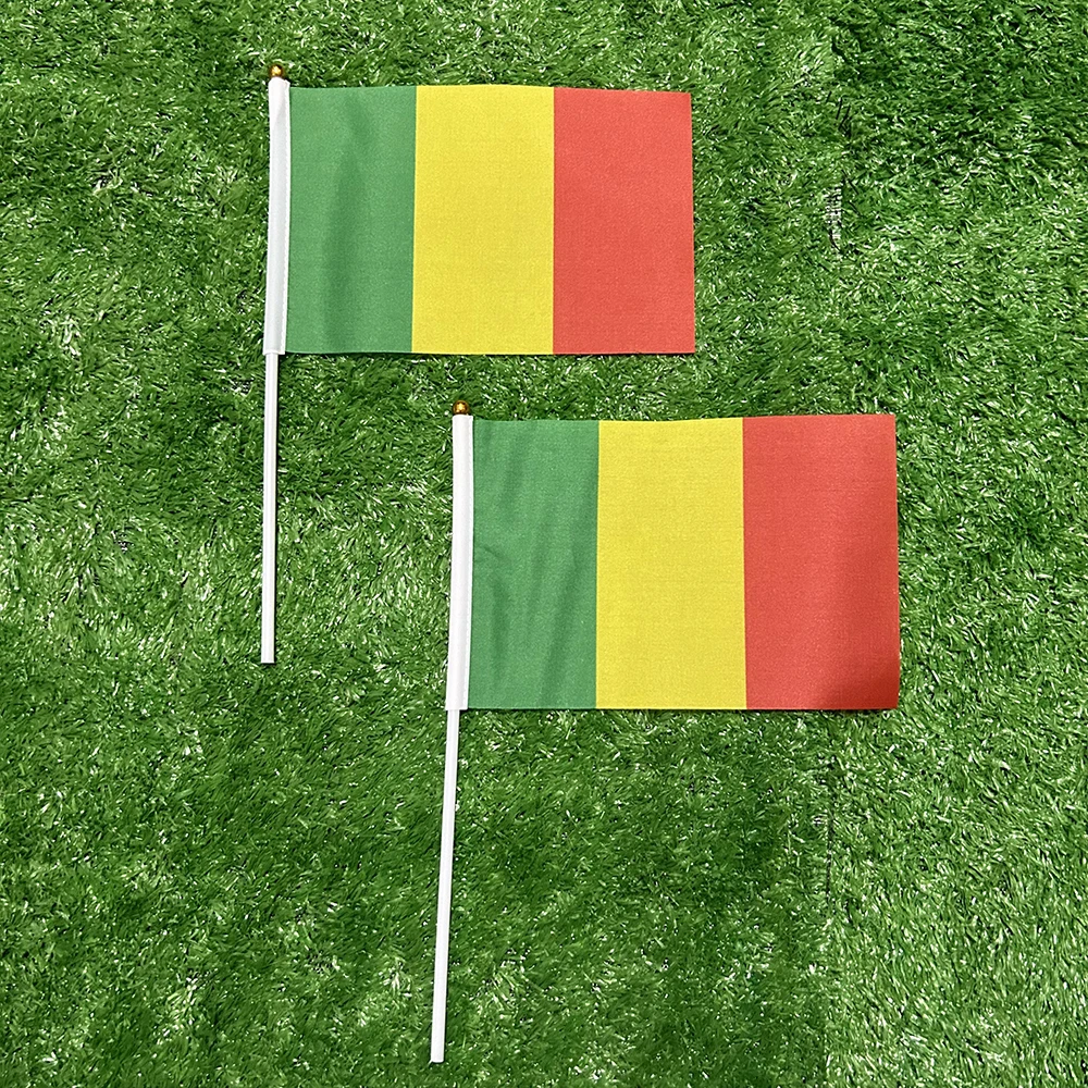 Bandera nacional Mali de mano con asta flexible de plástico - imagen 5
