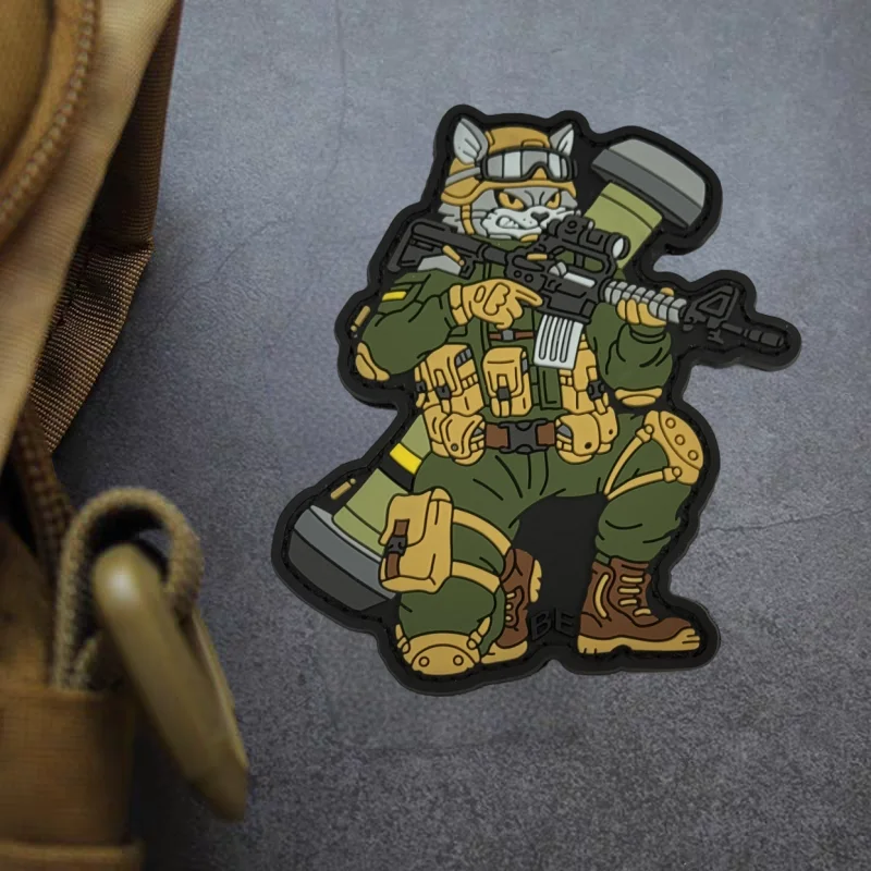 Attack Cat Parche táctico PVC 3D gato verde militar para mochilas - imagen 4