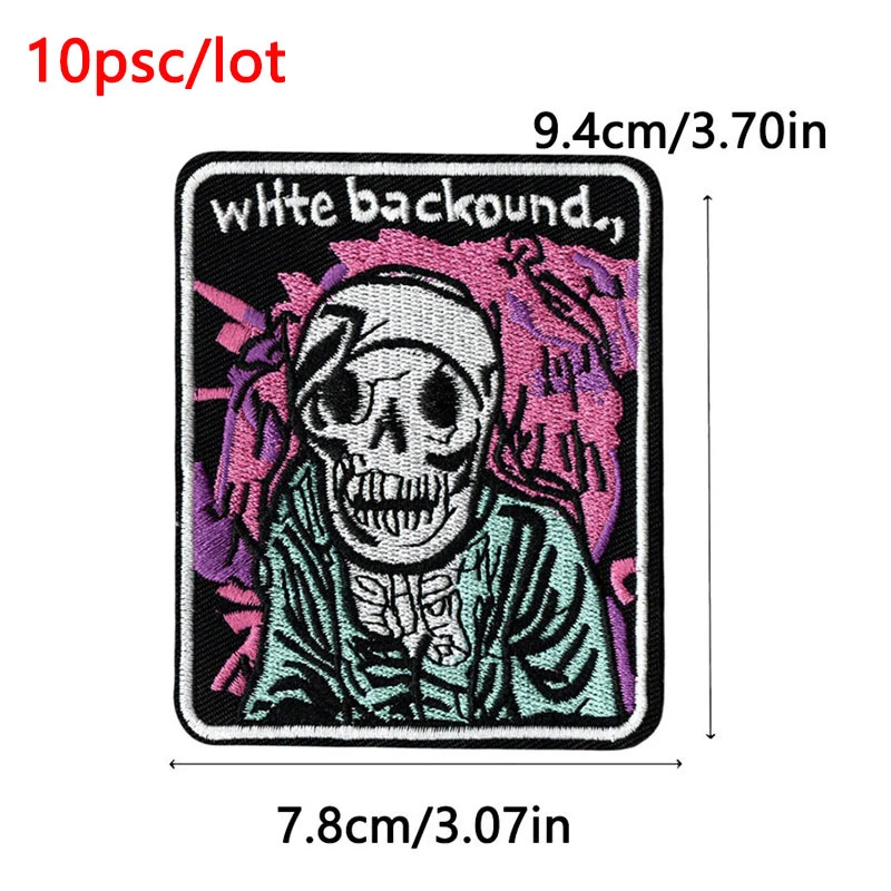 Parche bordado termoadhesivo calavera terror – Estilo punk para ropa