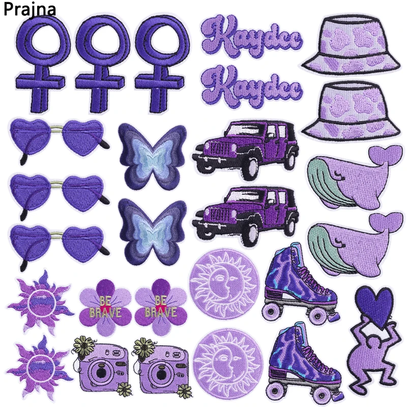 Parche bordado serie púrpura termoadesivo dibujos animados para ropa - imagen 3