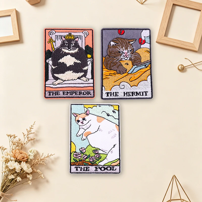 Parches termoadhesivos gato místico blanco y negro con tarot - imagen 3