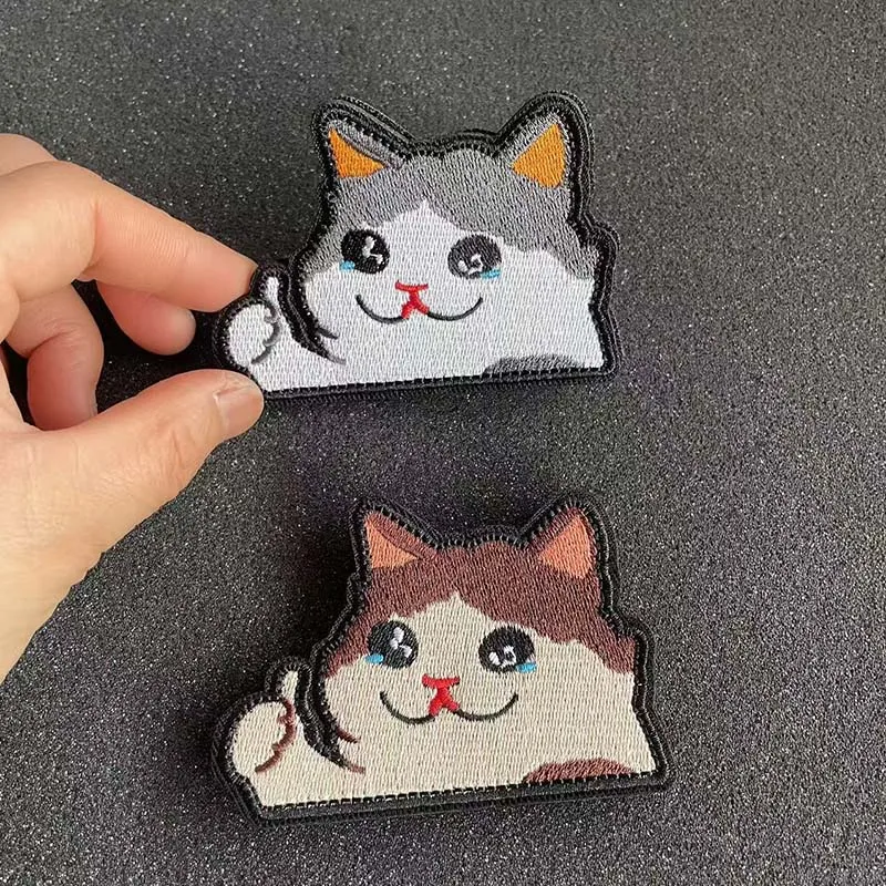 Parche bordado táctico gato llorón divertido para uniformes y mochilas - imagen 3