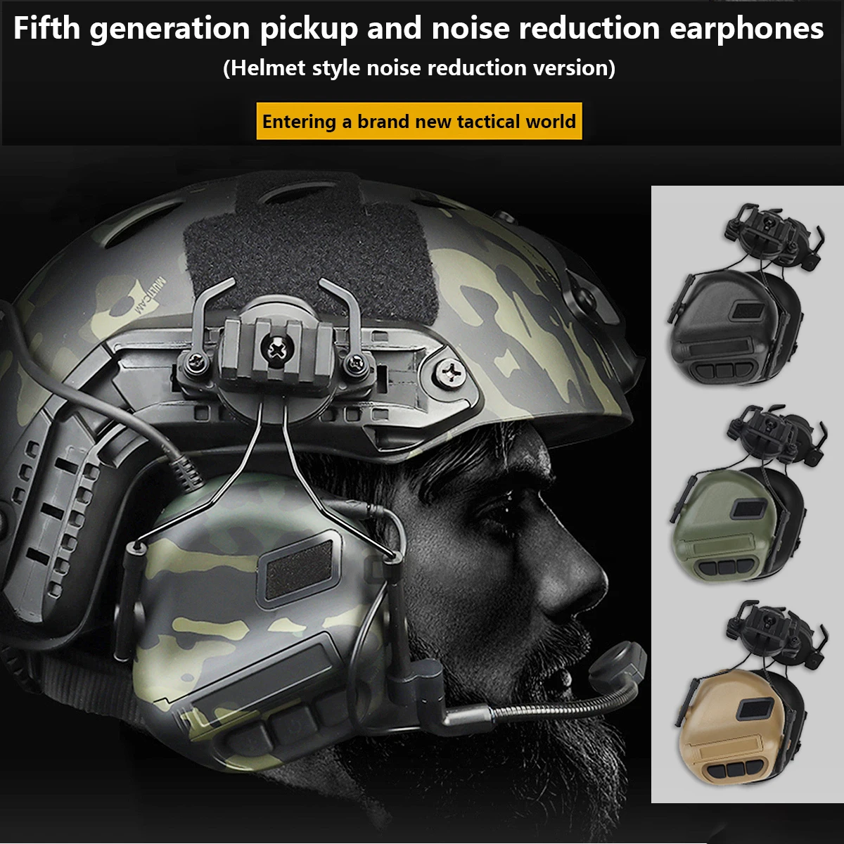 Auriculares tácticos Gen5 para casco, plegables con PTT rápido - imagen 2