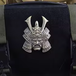 Parche táctico metálico Oni Samurai esqueleto, para chaquetas