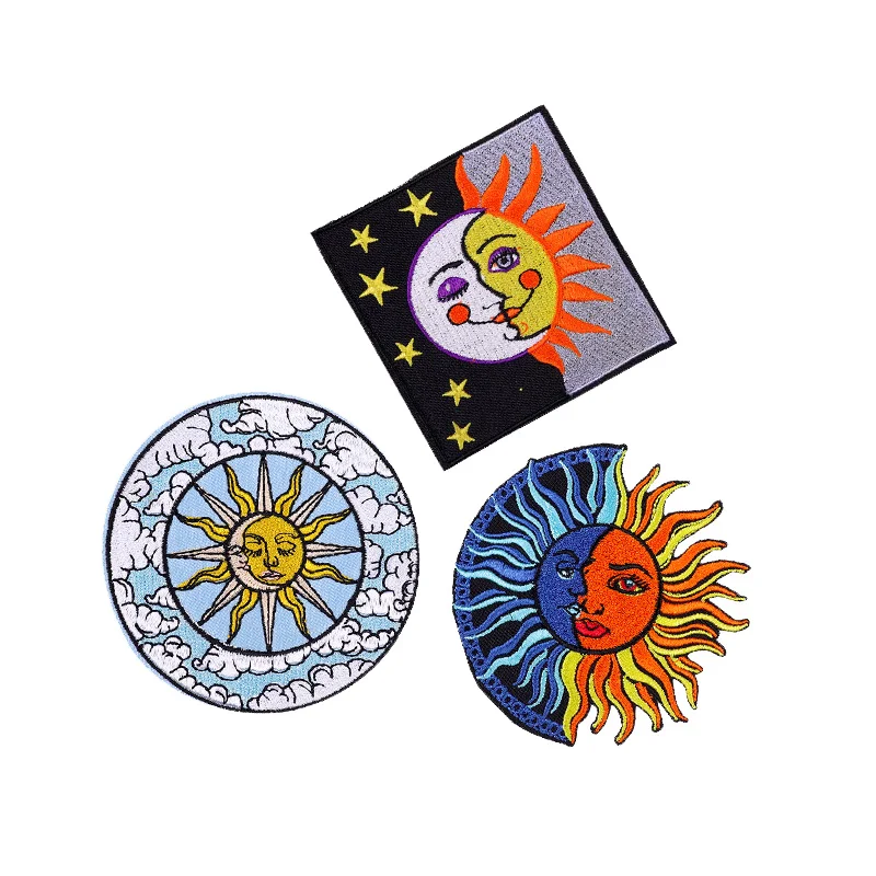 Parches bordados termoadhesivos sol y luna diseño vintage bohemia - imagen 5