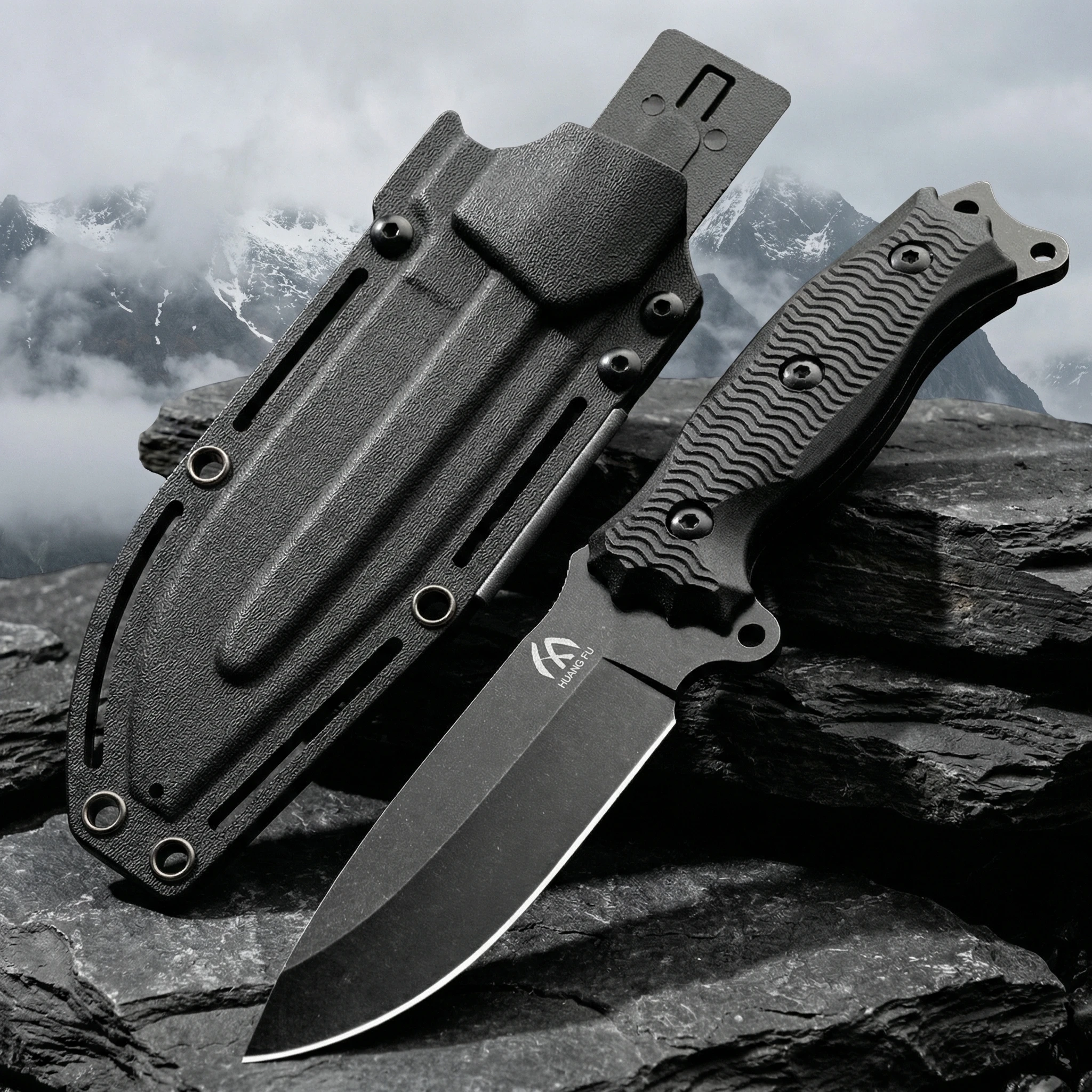 Cuchillo táctico de hoja fija con mango G10 y funda para camping - imagen 3