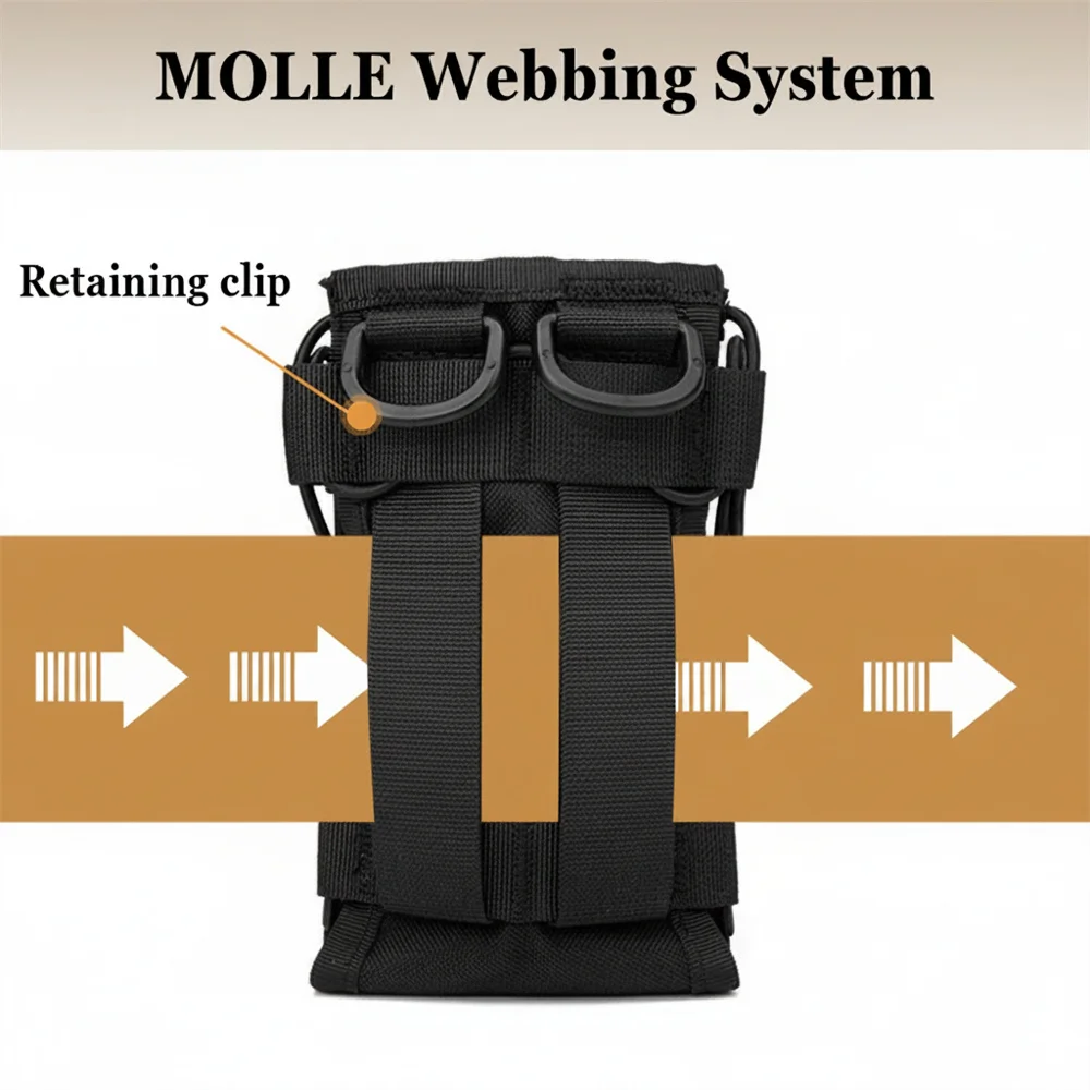 Bolsa táctica MOLLE ajustable para botella de agua, funda radio