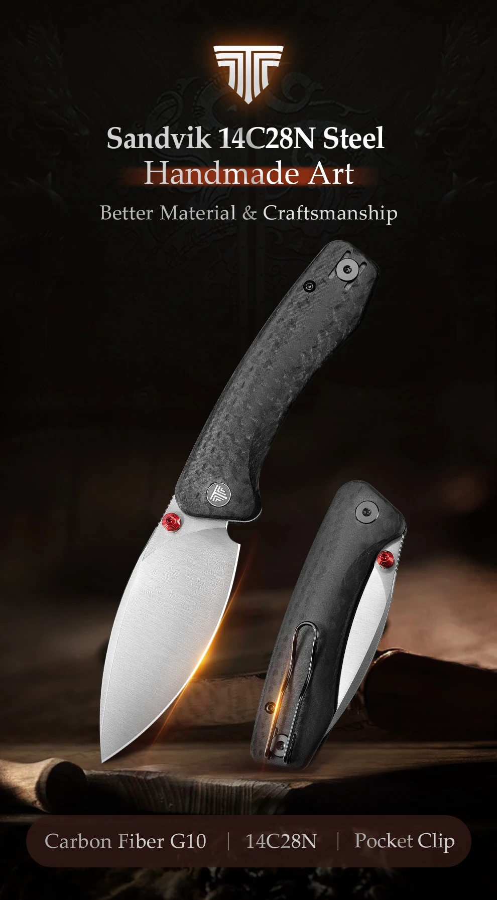 Cuchillo plegable TRIVISA Koala Plus con mango G10
