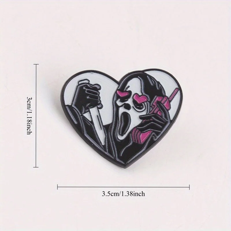 Insignia pin terror con máscara de conejito y teléfono de chicle